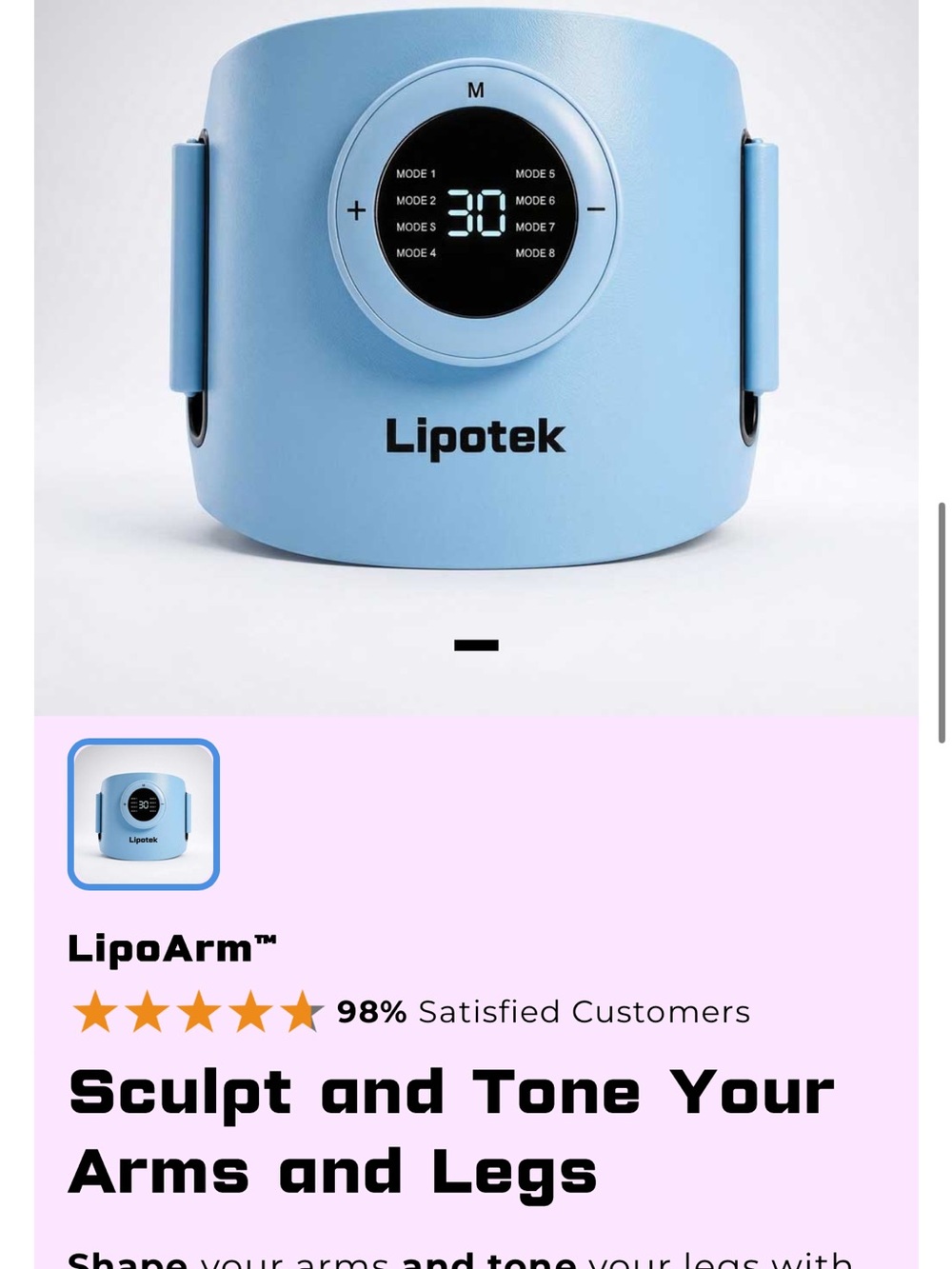 🔥 💪 Lipotek LipoArm EMS Arm Toner ✨ Wireless Rechargeable Muscle Stimulator NEW